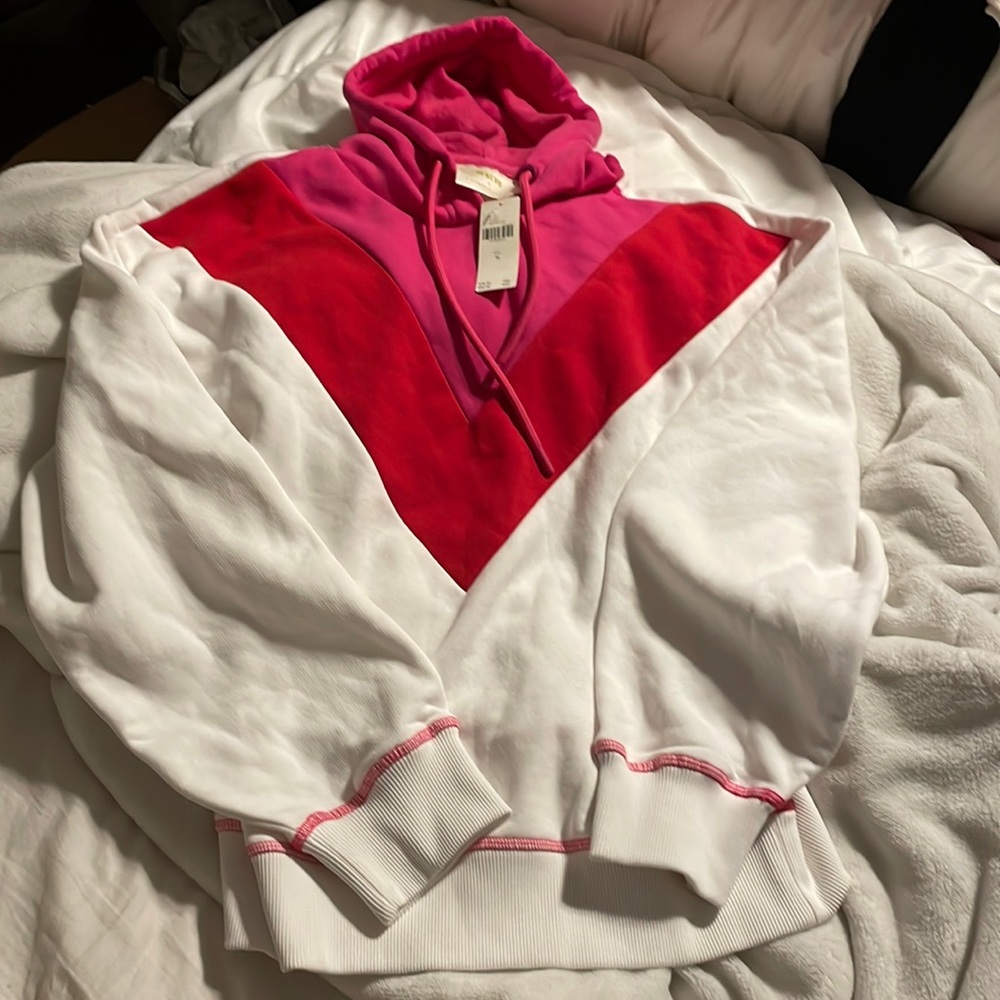 Anthropologie Maeve Chevron Hooded sweatshirt. NWT